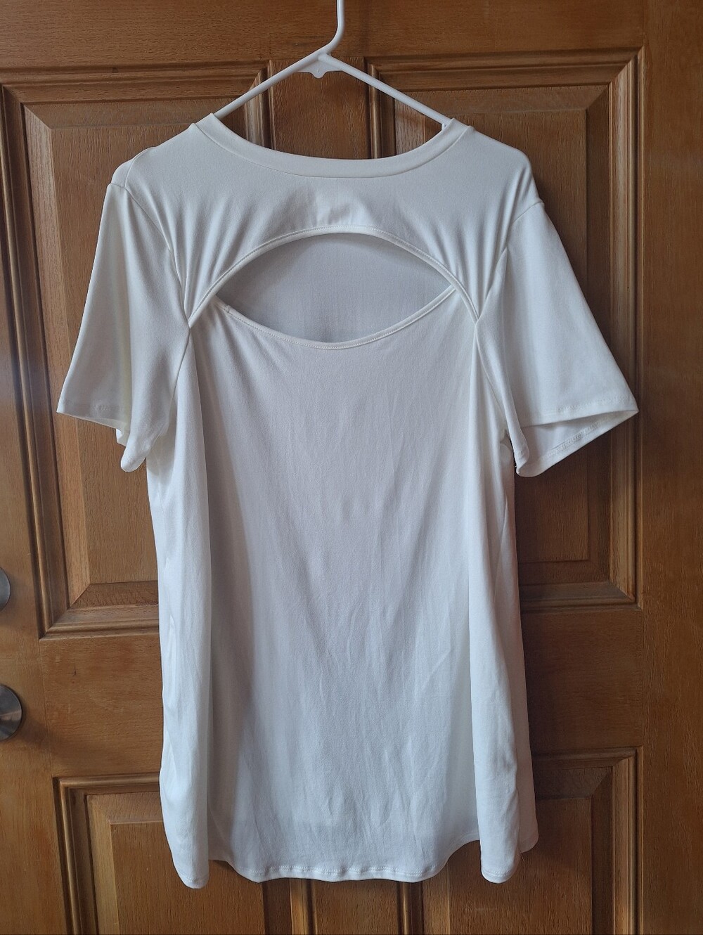 Women’s Cutout Front Crewneck Top - White XL By Perfect Petal
